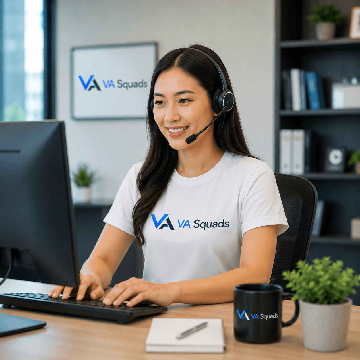 A real estate agent focused on clients while a virtual assistant handles the busywork